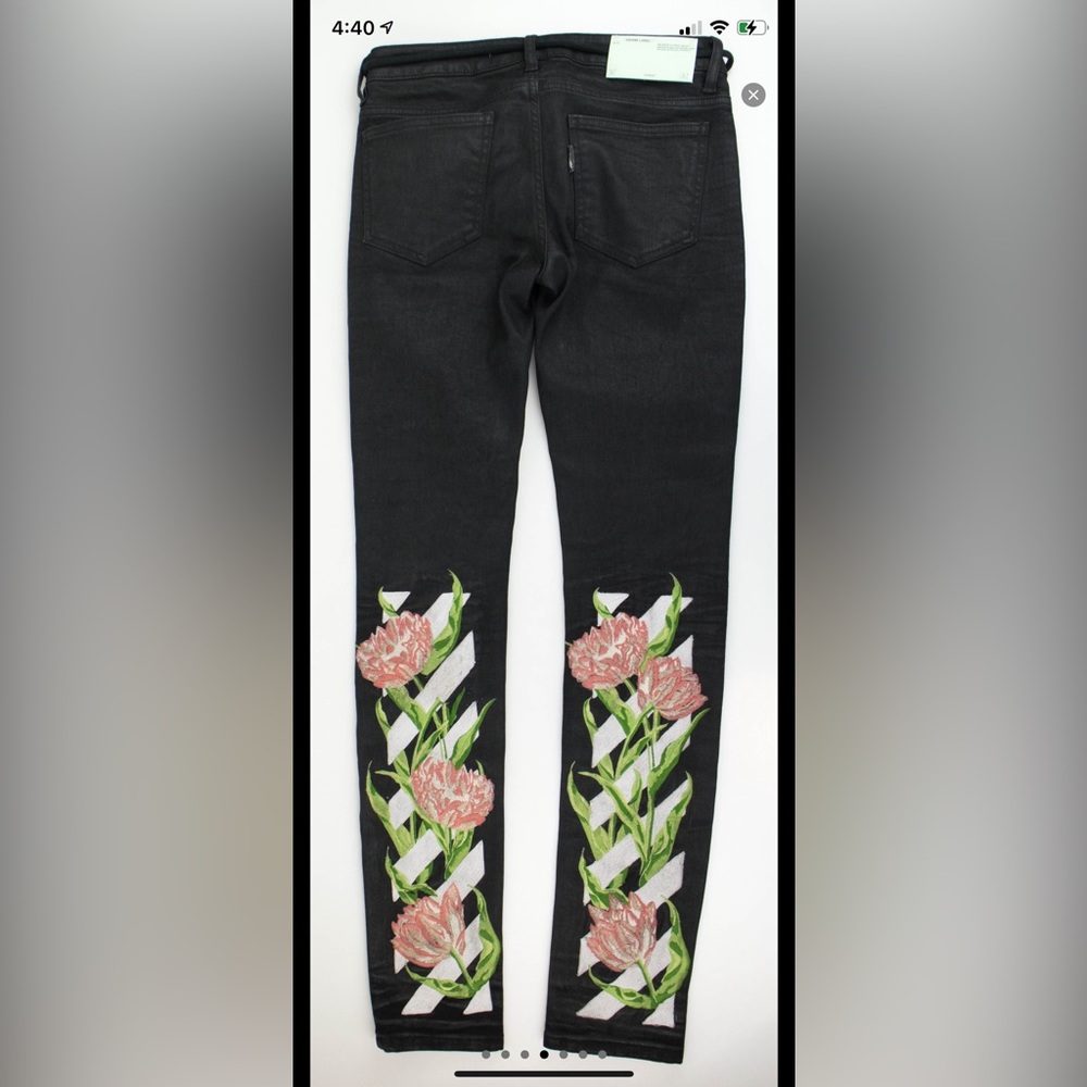 OFF-WHITE Virgil Abloh Rose Embroidered Jeans